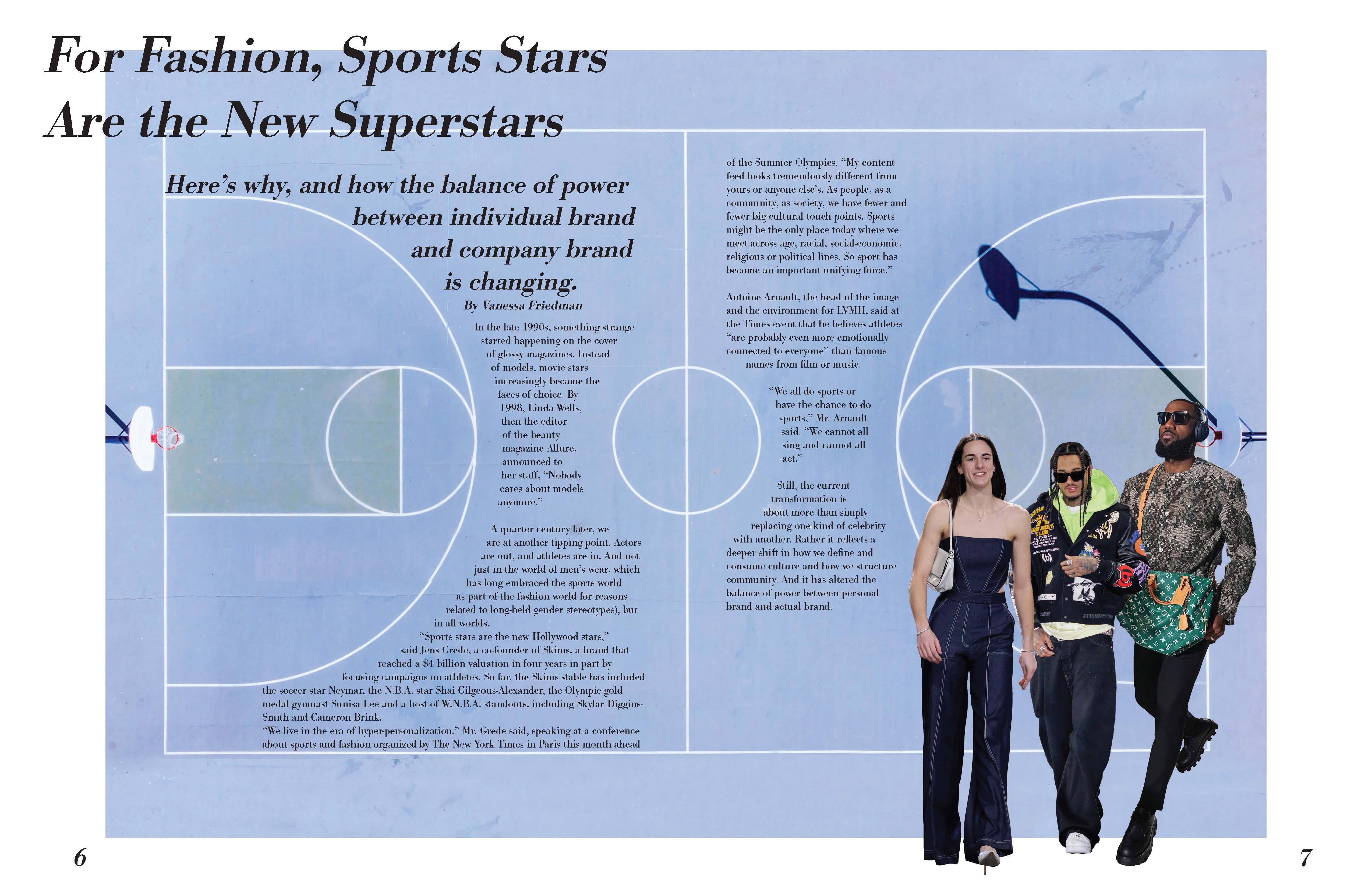 Concrete Runways magazine spread titled For Fashion, Sports Stars Are the New Superstars